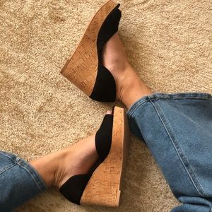 H&M Black Cork Wedges